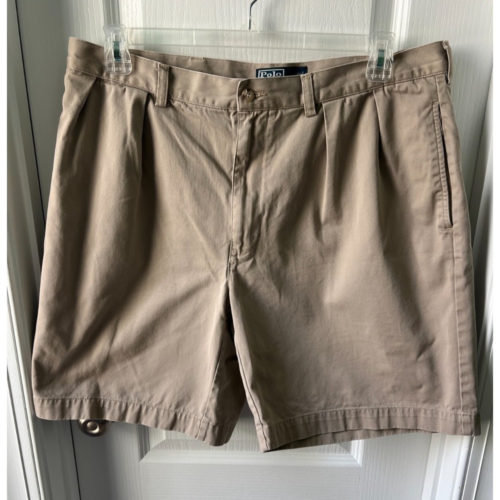 Polo Ralph Lauren Mens Beige Pleated Chino Shorts Size 38
